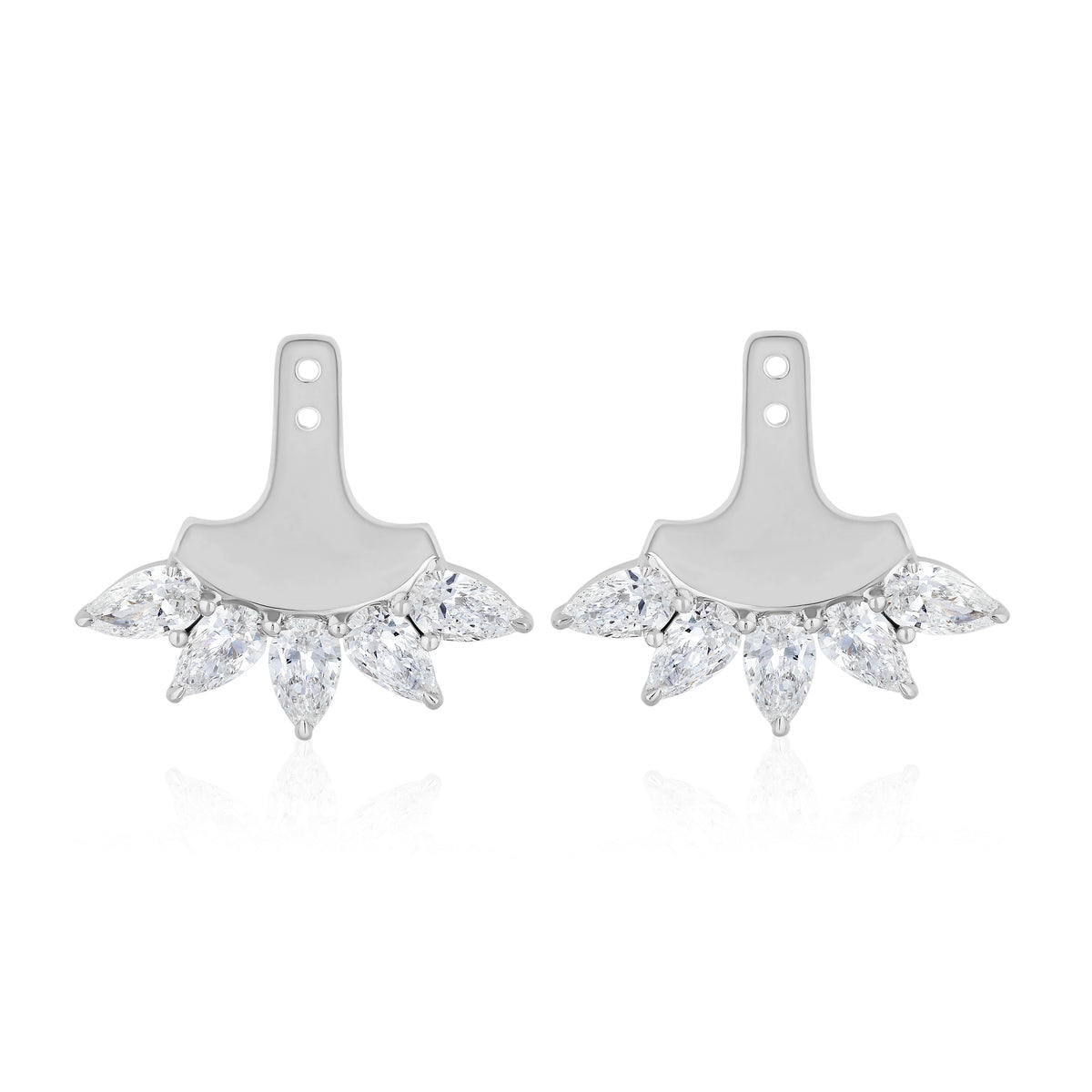 Pear Shape Diamond Ear Jackets in White Gold