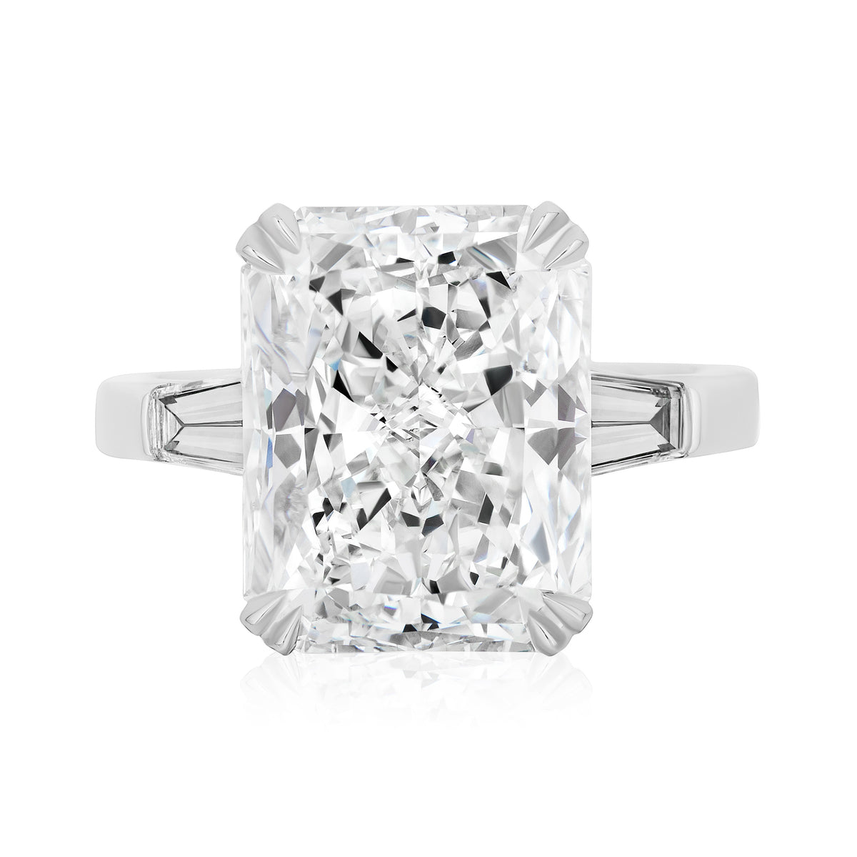 Radiant Cut Diamond Engagement Ring with Tapered Baguettes