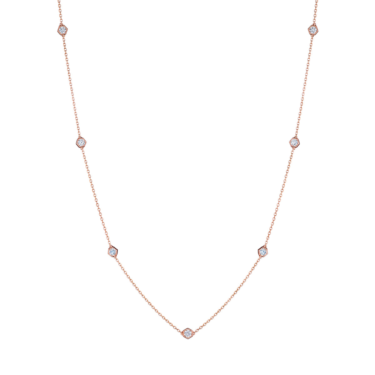 Medium SERPENTINE STATION NECKLACE WITH HEXAGON BEZEL SET DIAMONDS