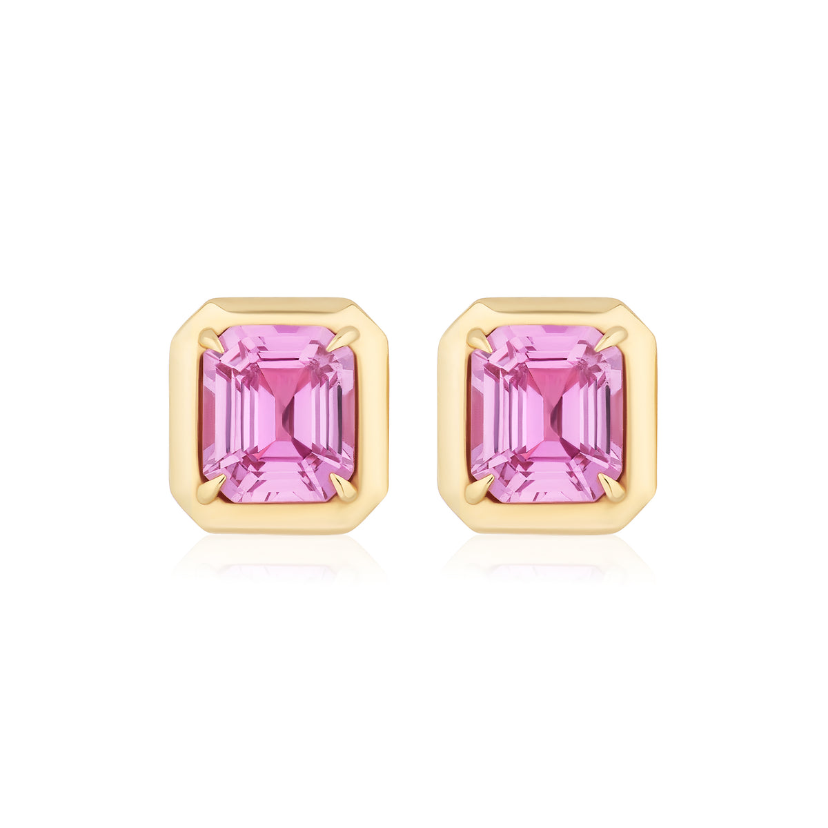 Asscher Cut Pink Sapphire Studs