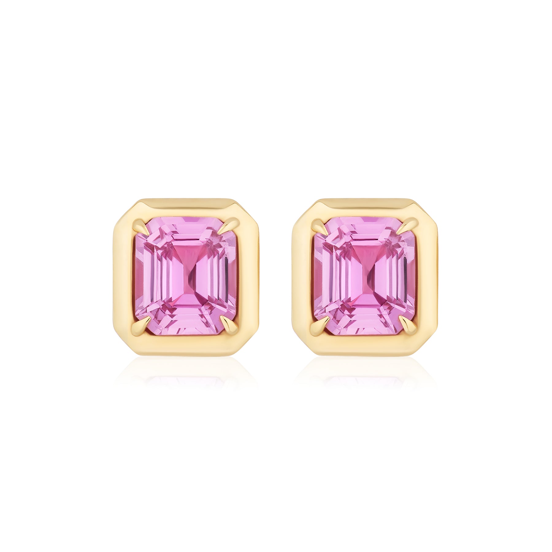 Asscher Cut Pink Sapphire Studs