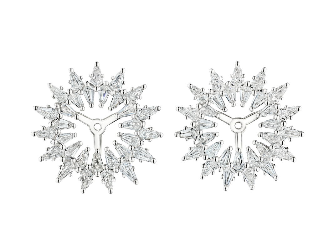 Radial Shield Diamond Ear Jackets in White Gold