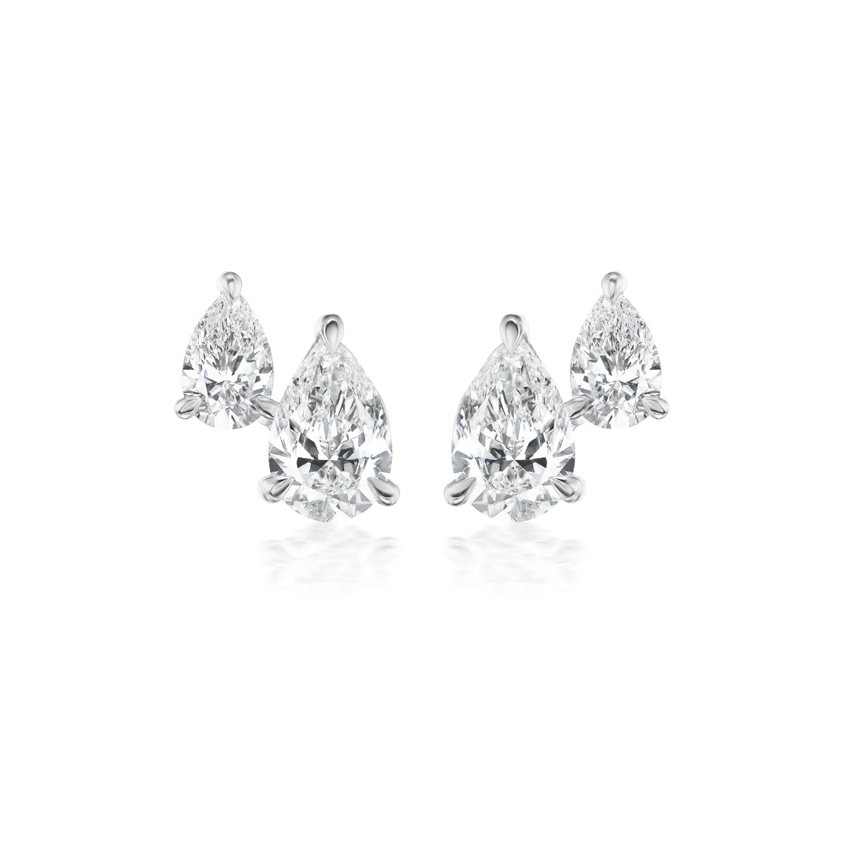 Duo Studs in White Gold with Pear Diamonds