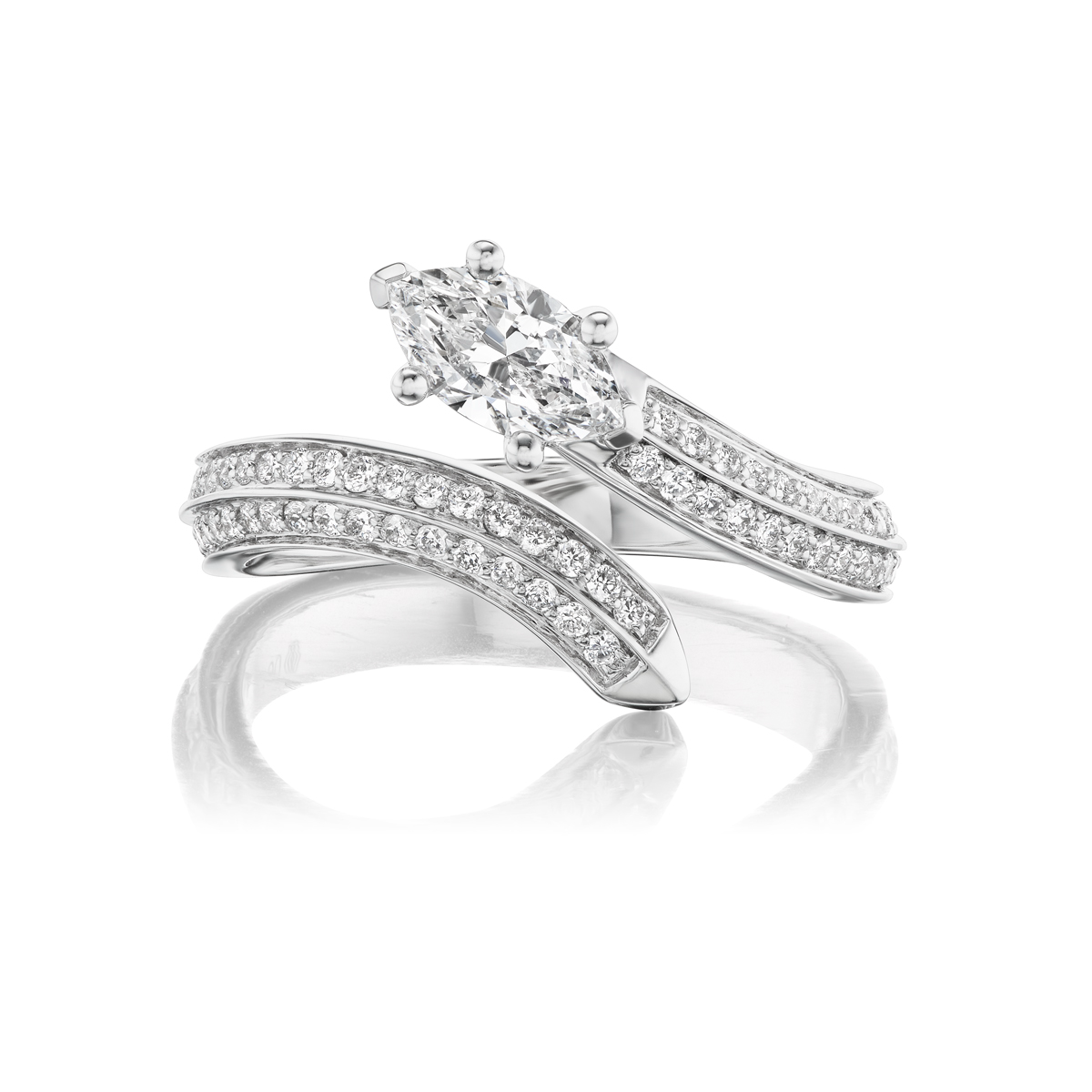 Serpent Wraparound Ring with Marquise and Round Diamonds