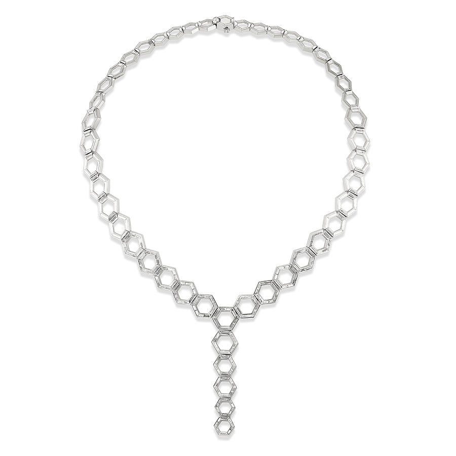 Chrysler Transformer Necklace in White Gold with Baguette Diamonds
