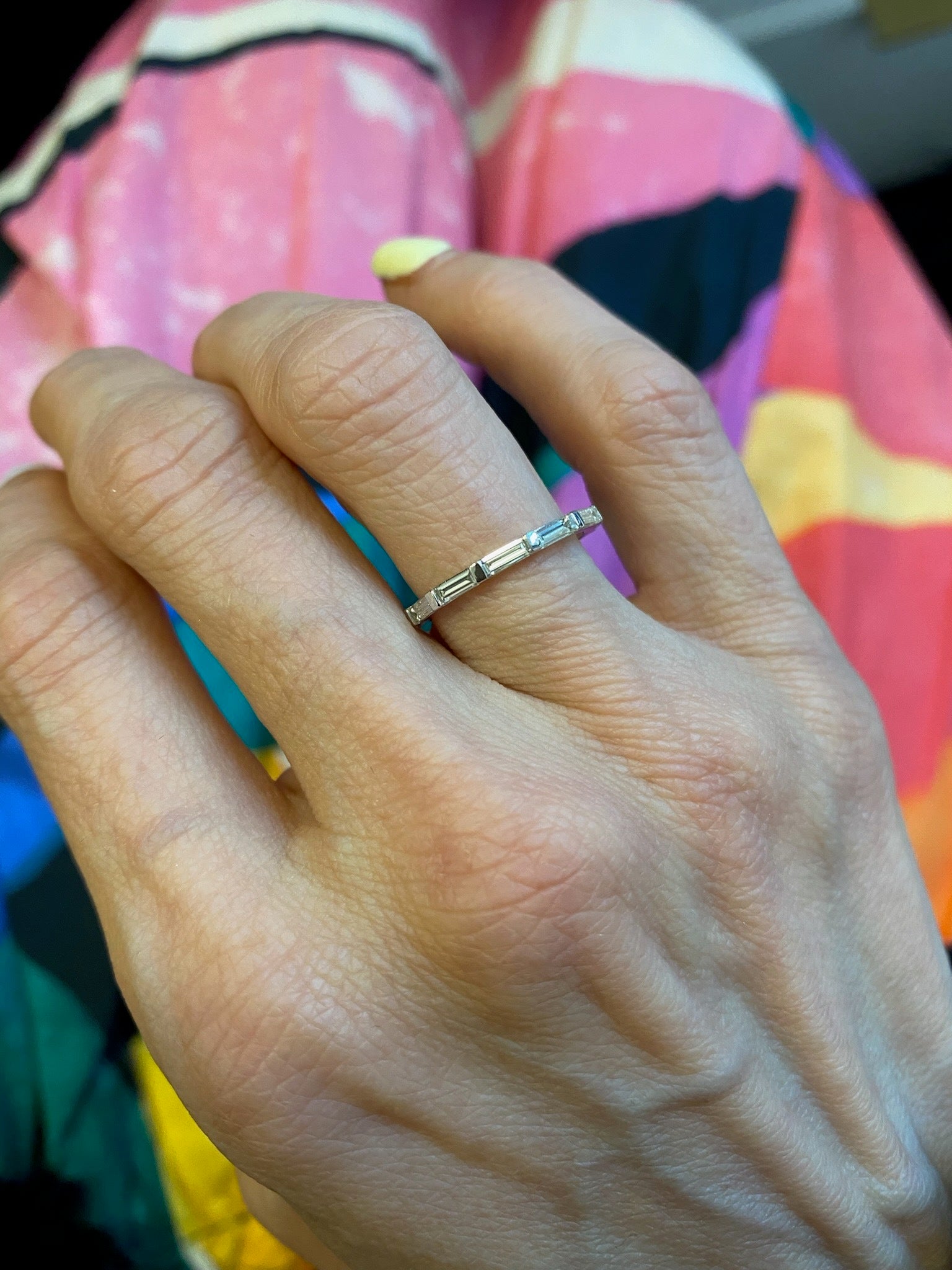 East-West Thin Baguette Cut Diamond Eternity Band