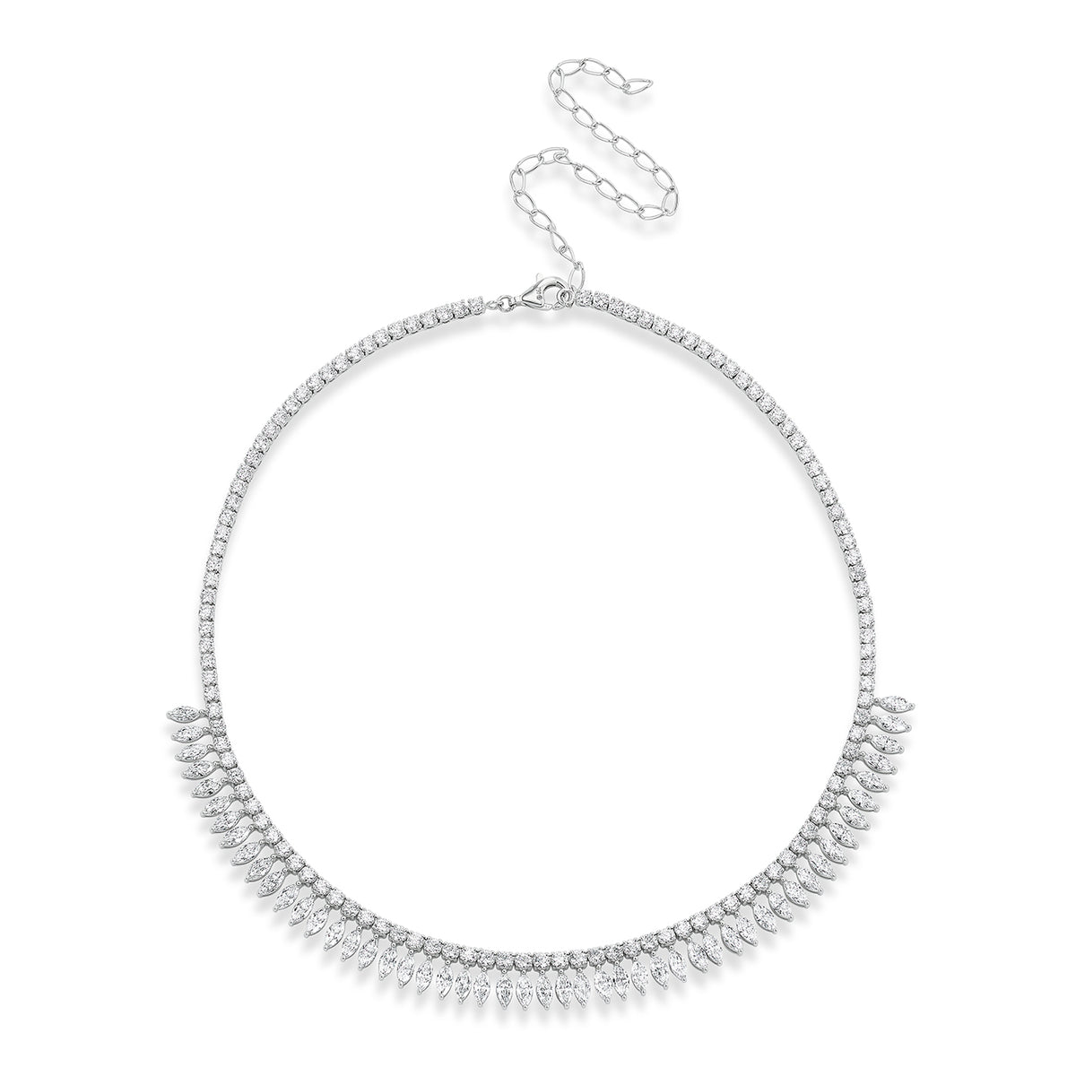 Deco Feather Collar Necklace with Marquise Diamonds