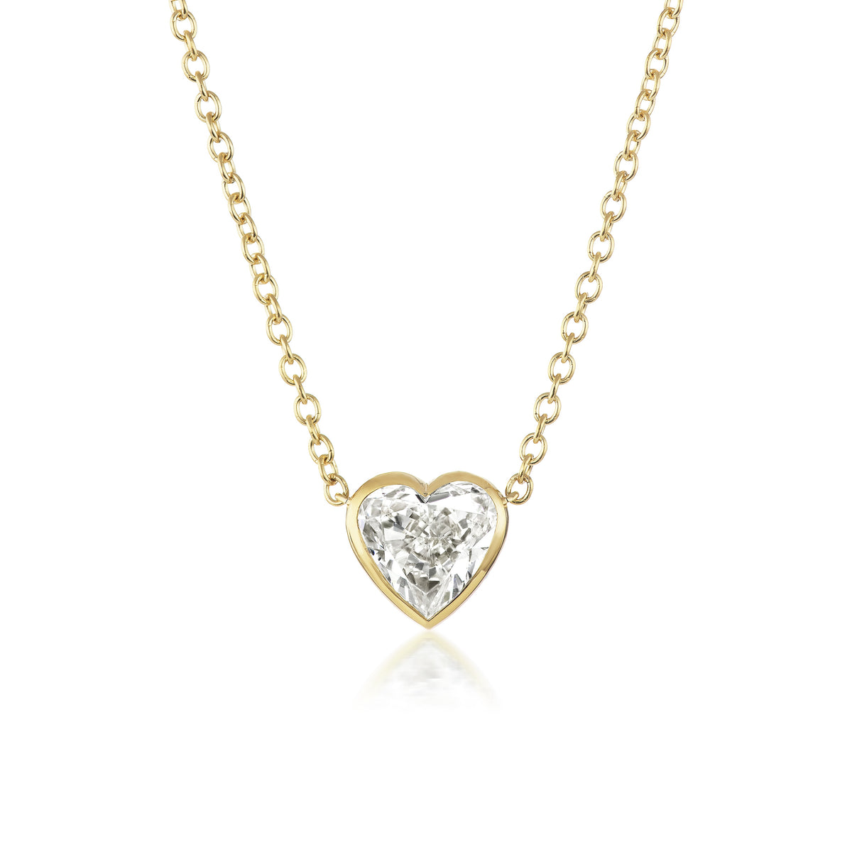 Bezel Set Heart Shape Diamond Pendant Necklace