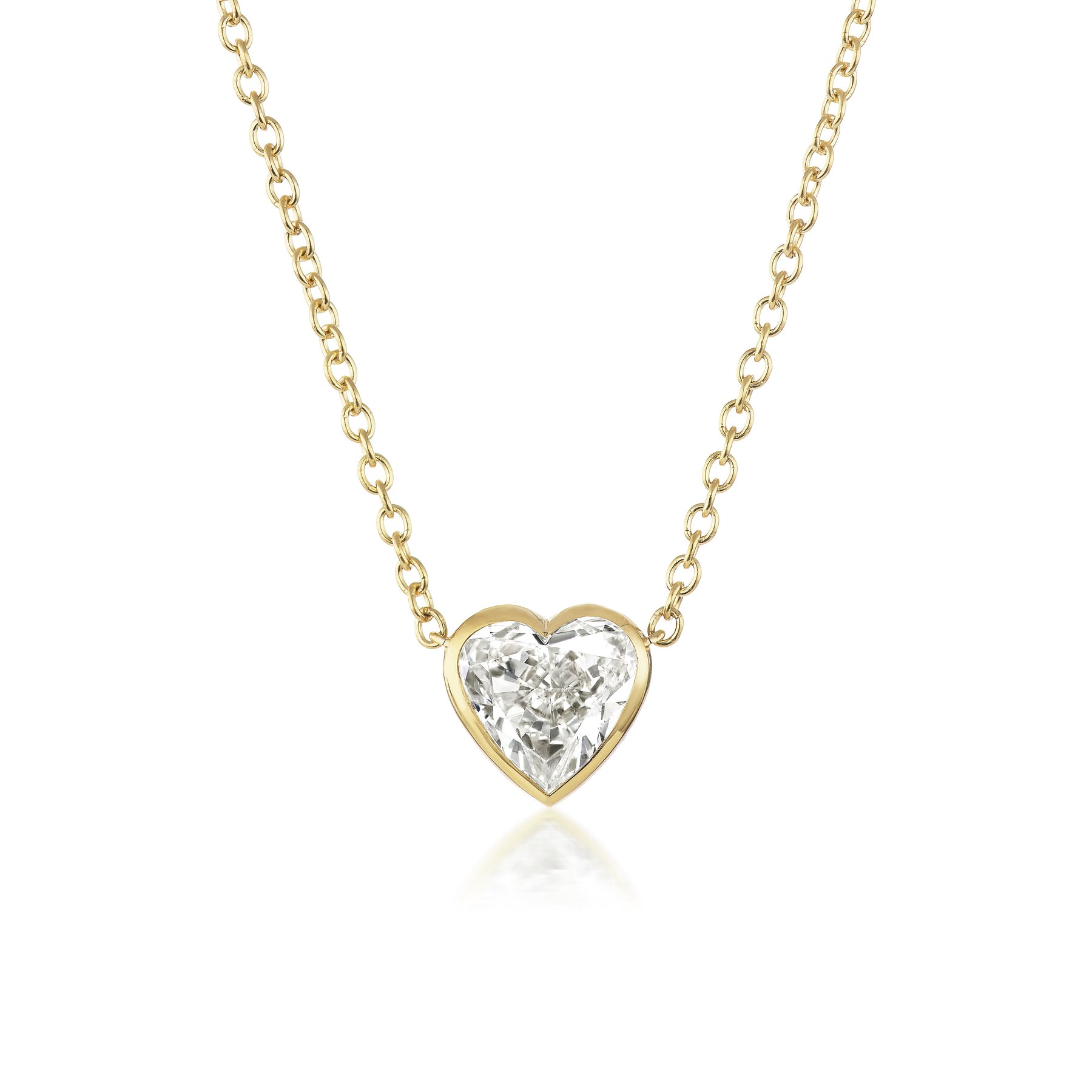 Bezel Set Heart Shape Diamond Pendant Necklace