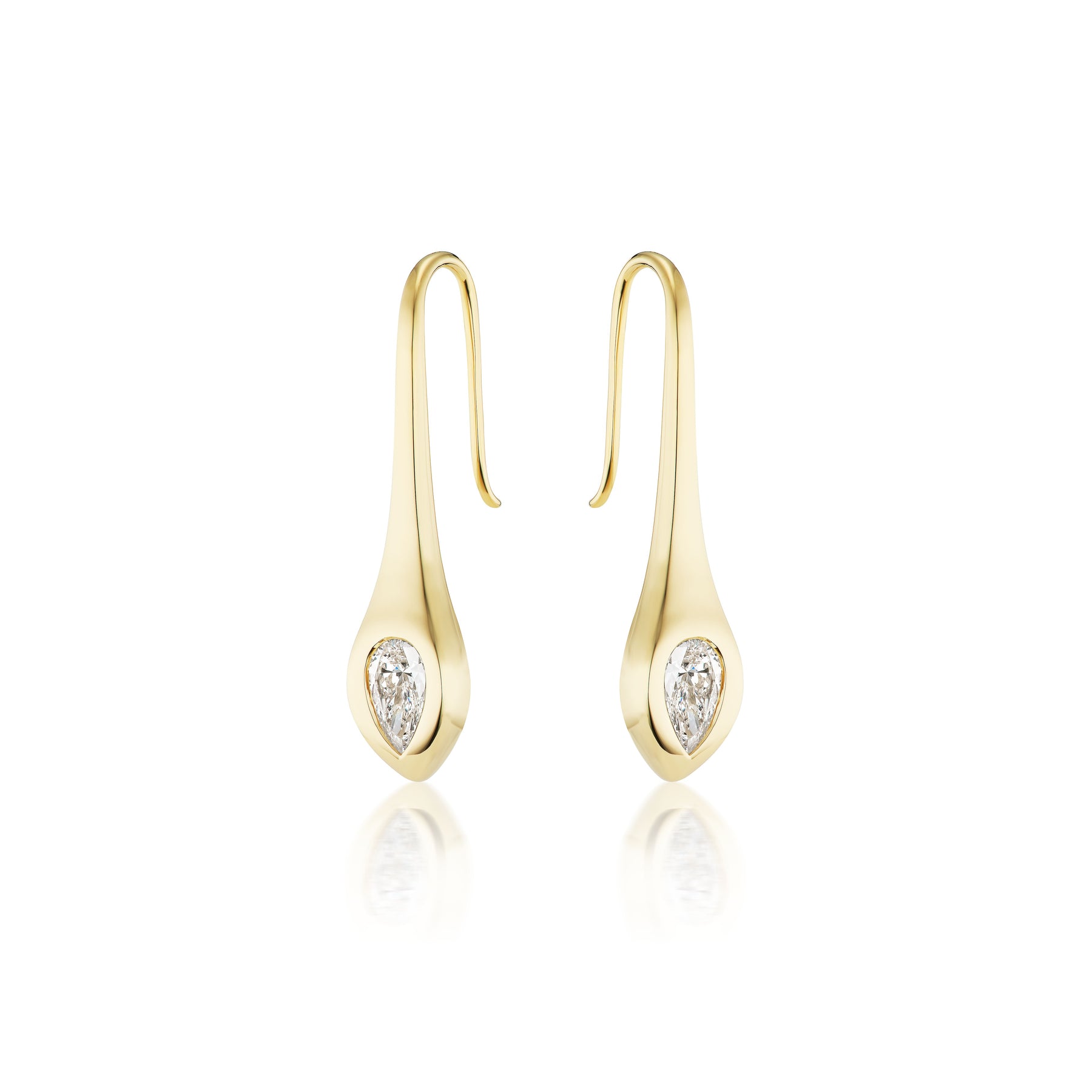 Serpent Drop Earrings in Yellow Gold with Pear Diamonds