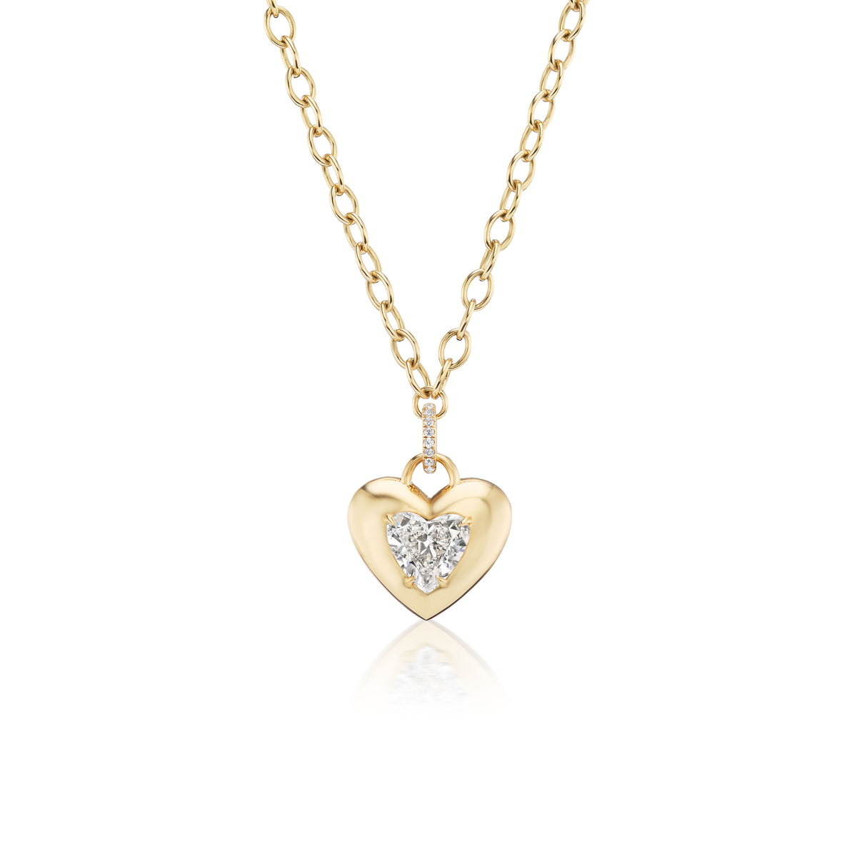 Burnish Set Heart Shape Diamond Pendant