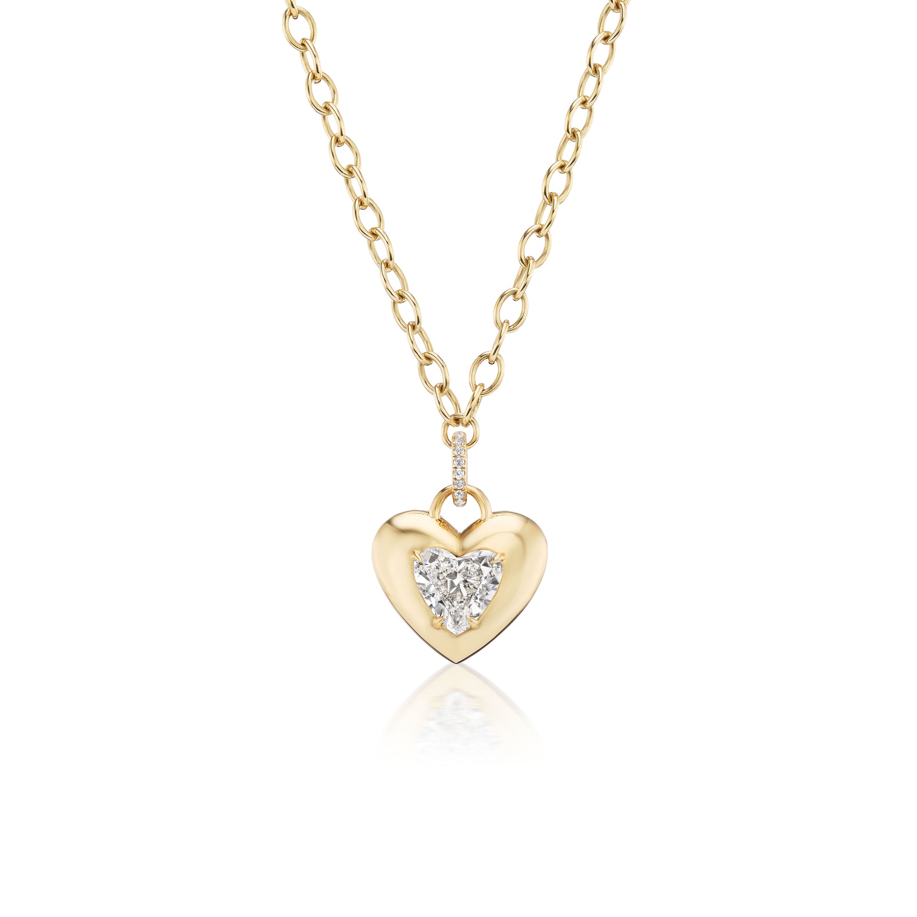 Burnish Set Heart Shape Diamond Pendant