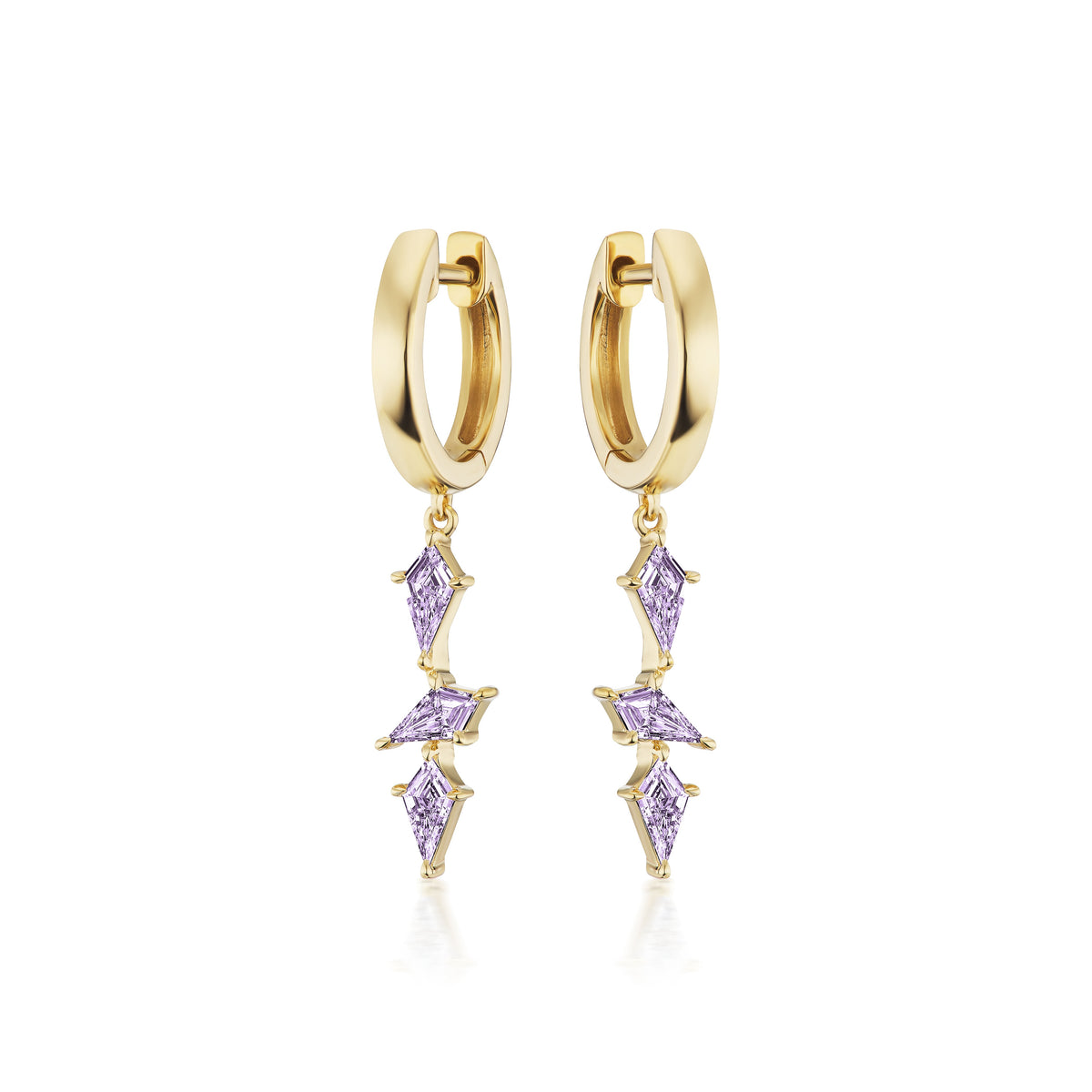 Kite Sapphire Drop Huggies in Yellow Gold