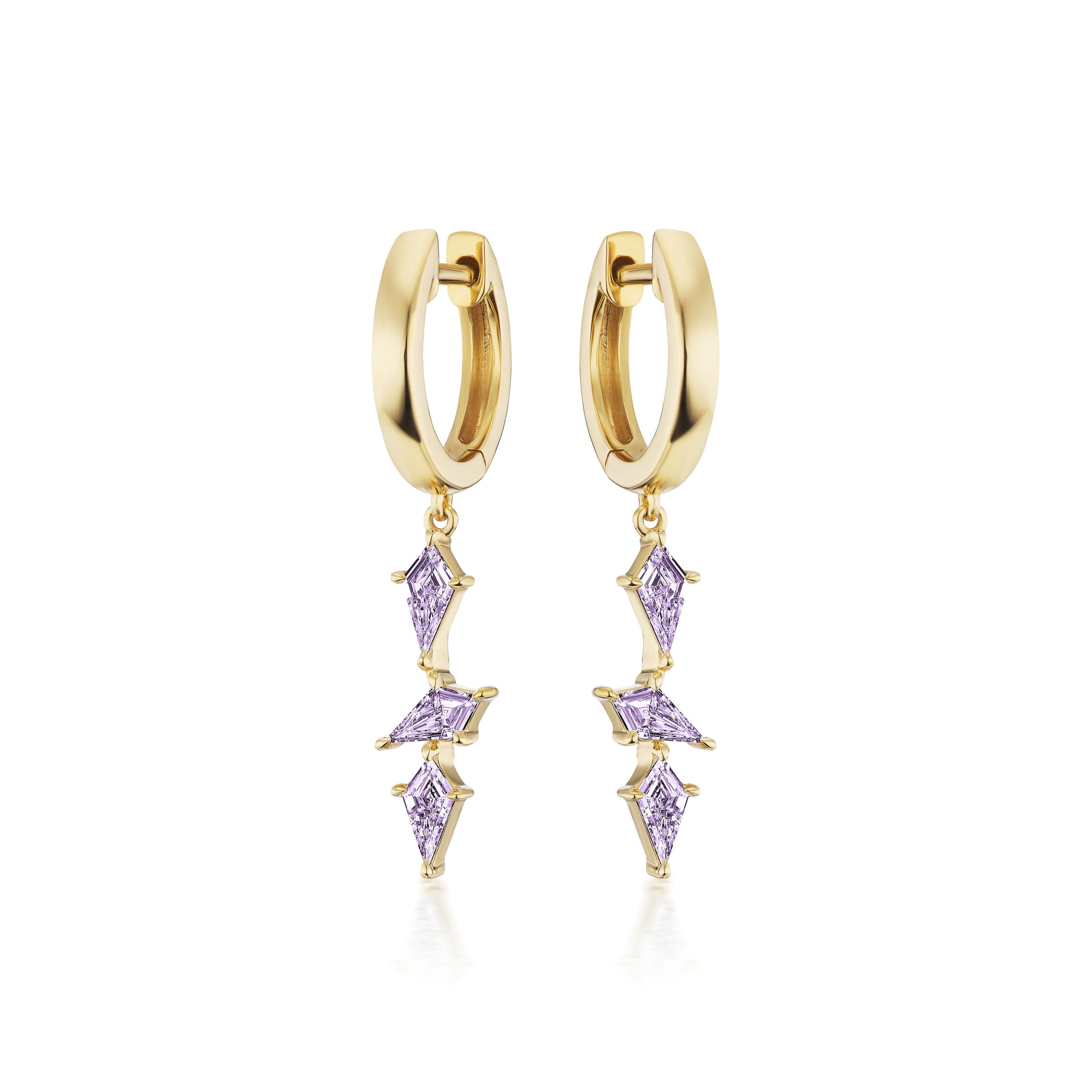 Kite Sapphire Drop Huggies in Yellow Gold