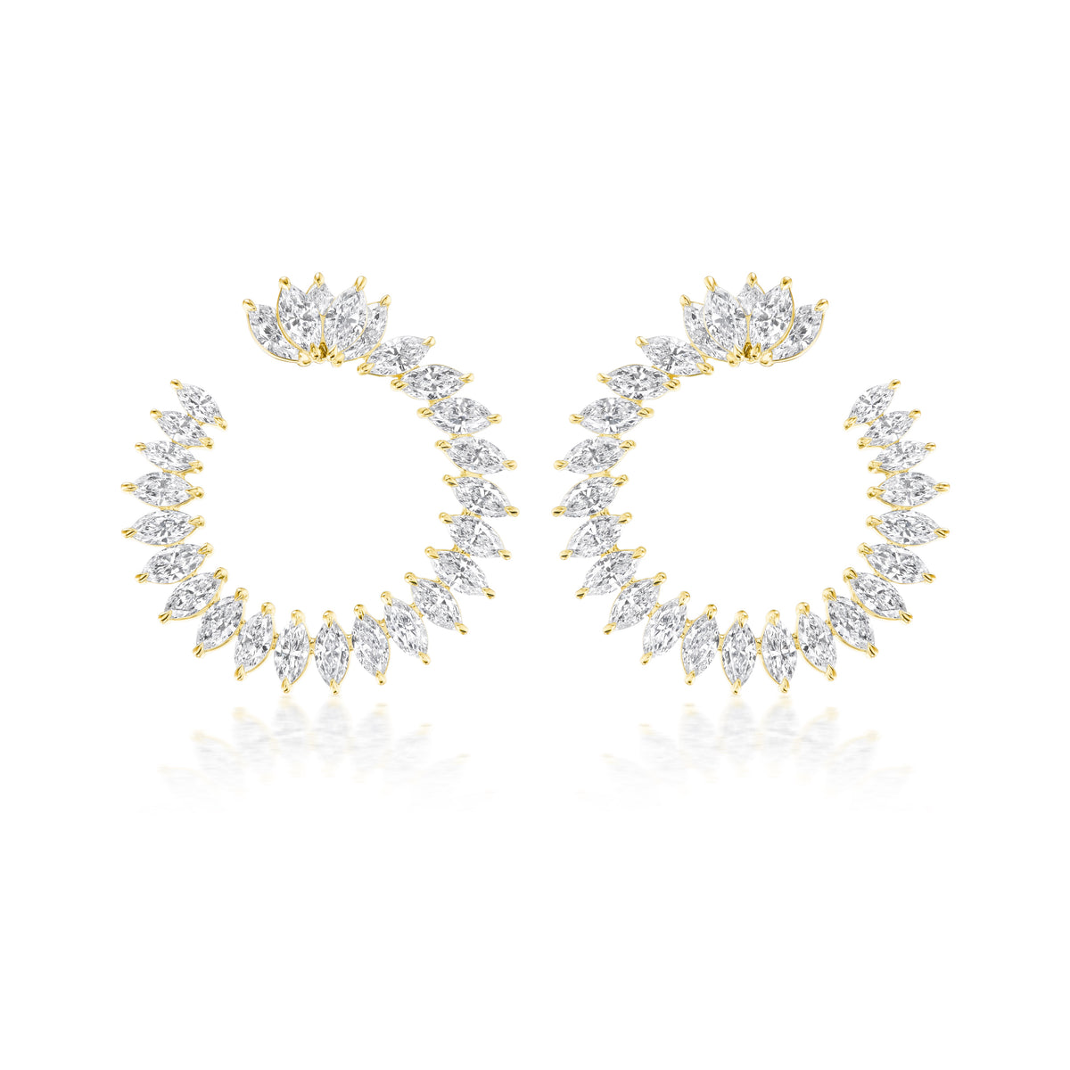 Cluster Marquise Climbing Ivy Front to Back Hoops