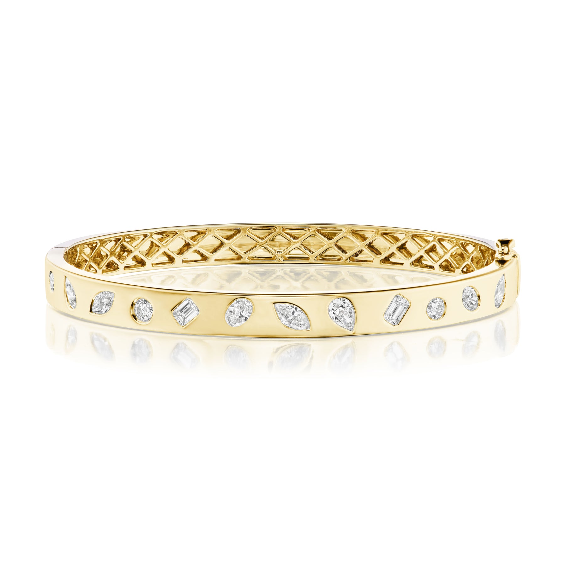 Burnish Set Mixed Shape Diamond Bangle