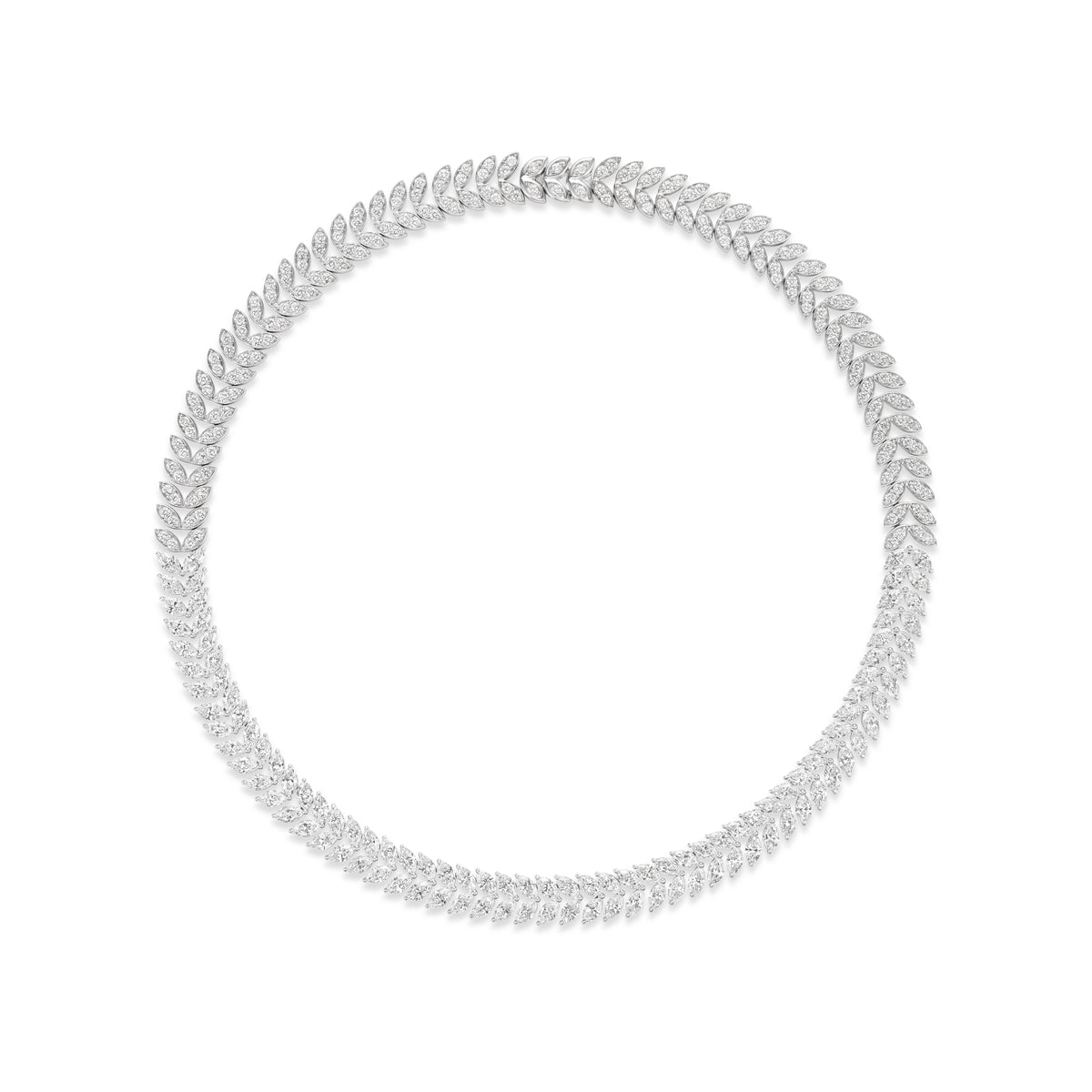 Marquise Floral Tennis Necklace in White Gold