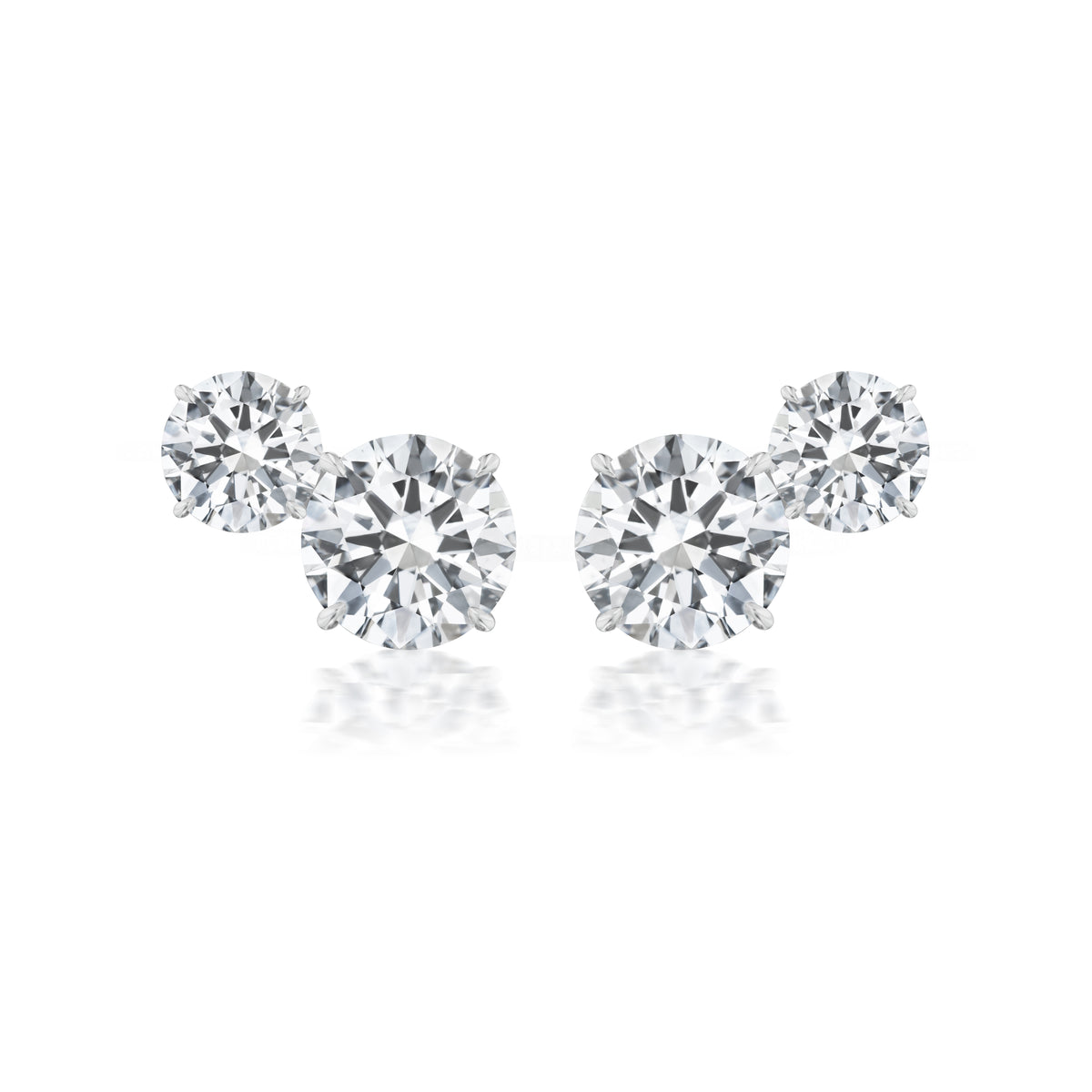 Duo Round Diamond Studs