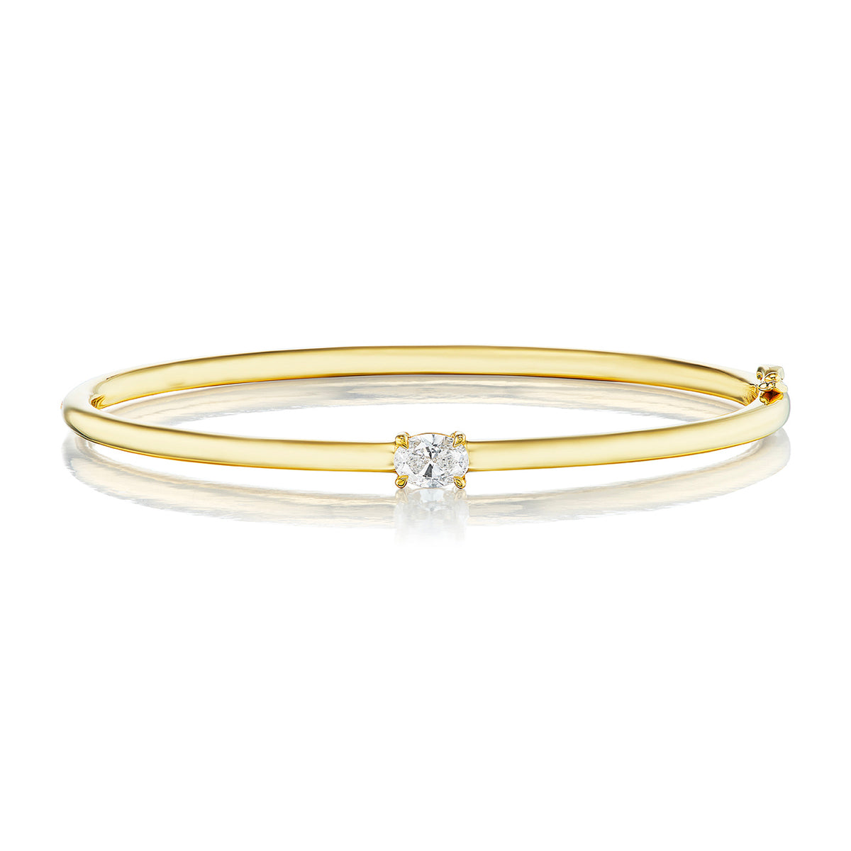 East-West Oval Solitaire Diamond Bangle