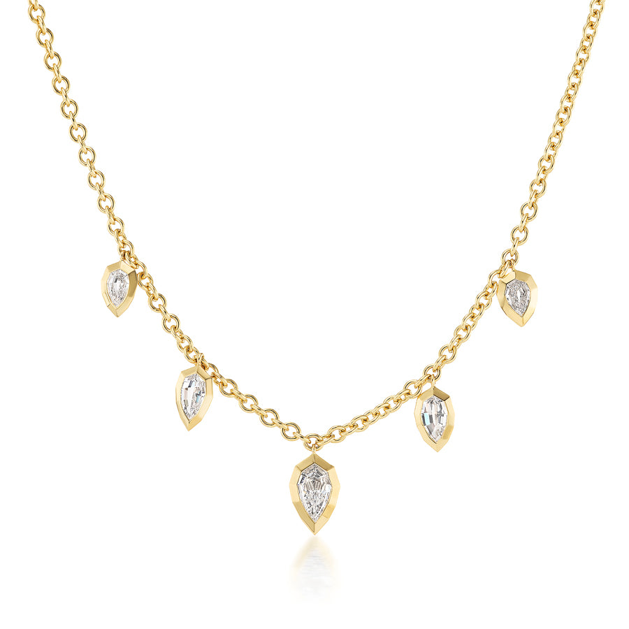 Disco Necklace in Yellow Gold with Step Cut Pear Diamonds