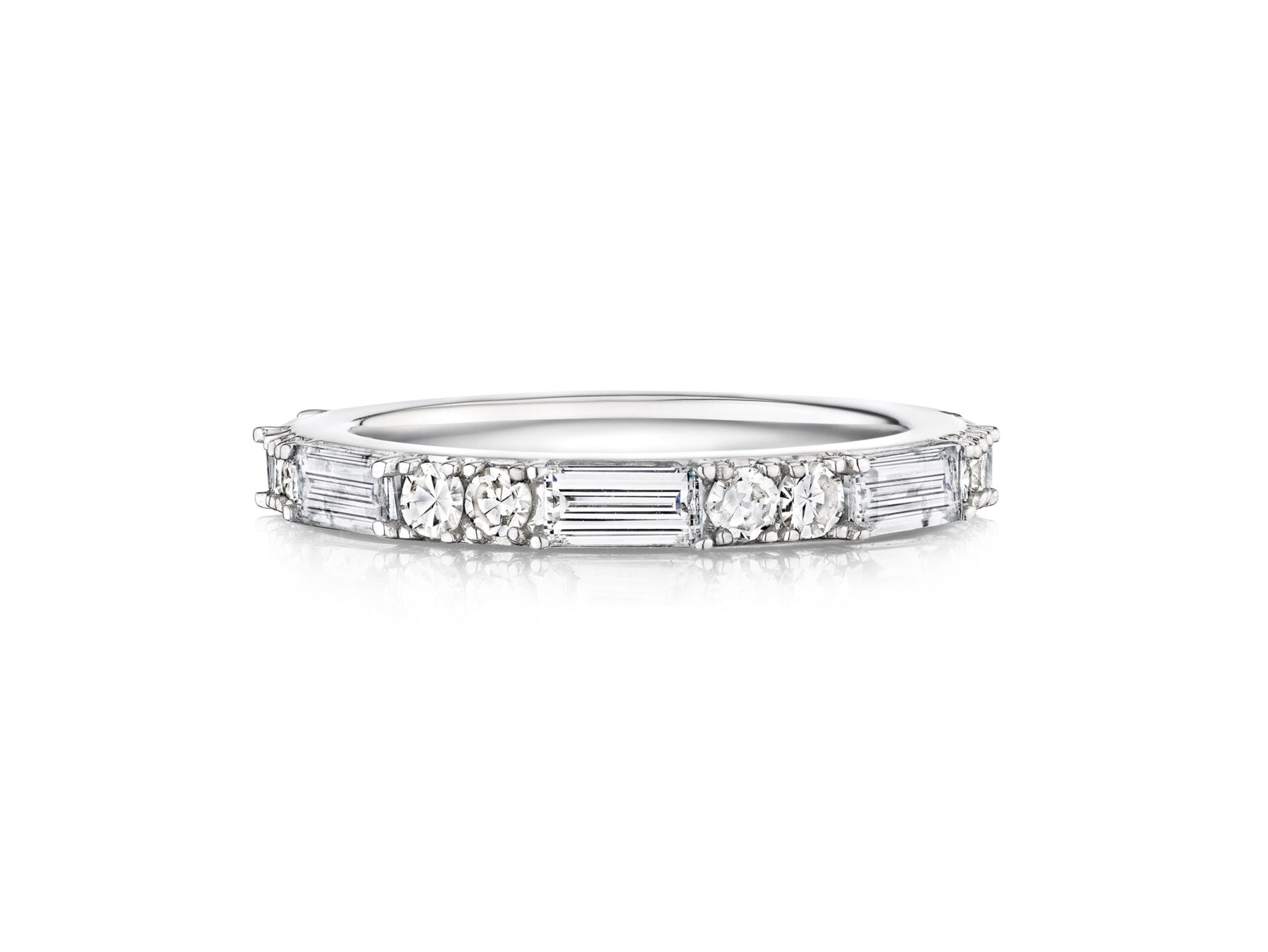 East-West Set Baguette and Round and Diamond Eternity Band