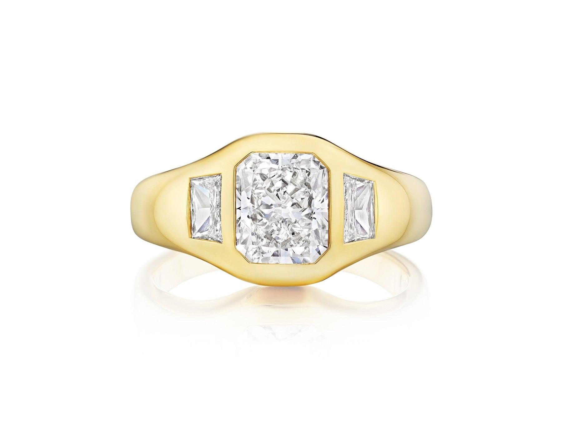 Radiant Cut Diamond Gypsy Ring in Yellow Gold
