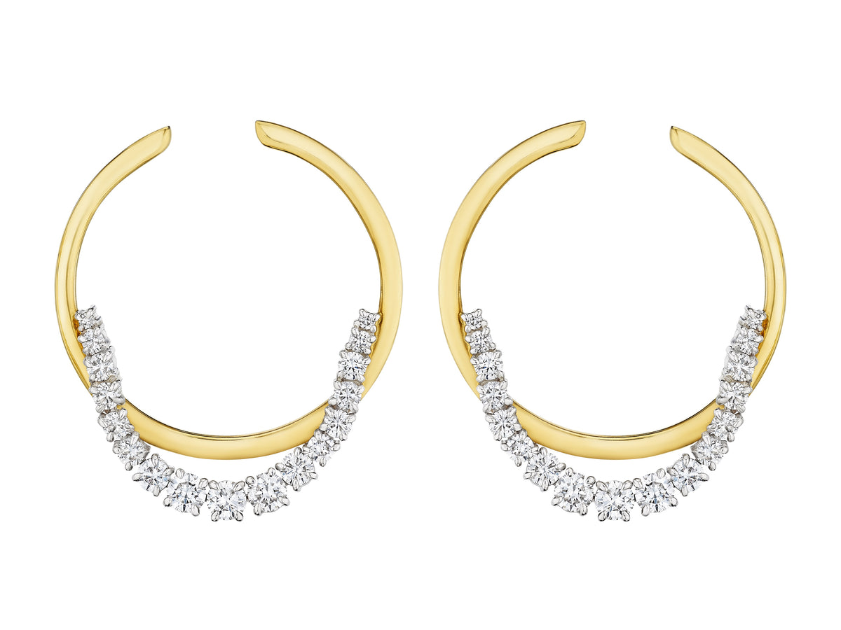 Coil Draped Hoop Earrings in Yellow Gold and Platinum