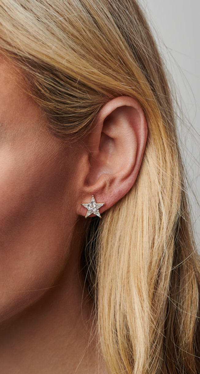 Celestial Baby Star Studs in White Gold with Kite Diamonds