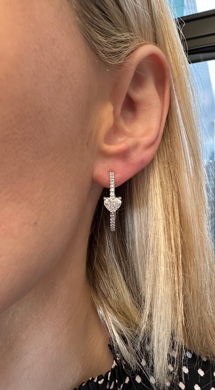 Heart Diamond Pavé Hoops
