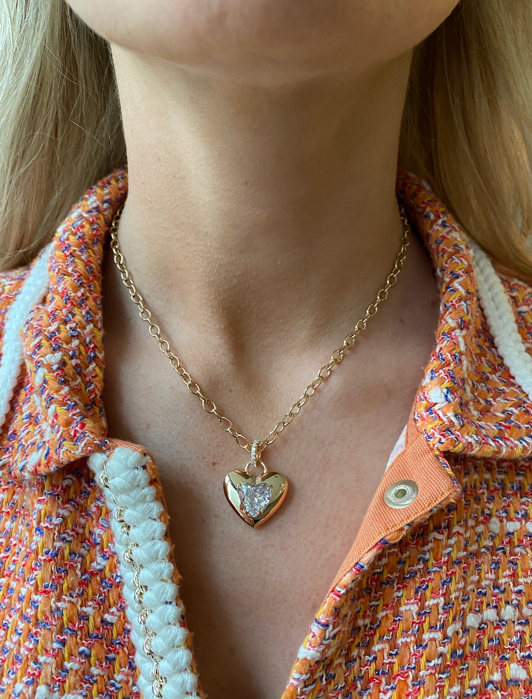 Burnish Set Heart Shape Diamond Pendant
