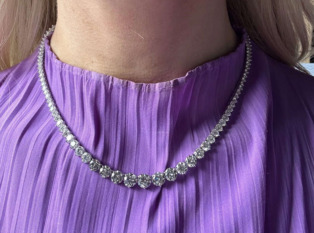 Small Graduated Round Diamond Tennis Necklace