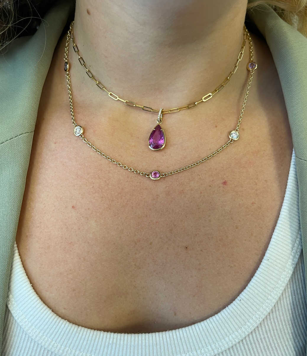 Pink Pear Sapphire Pendant