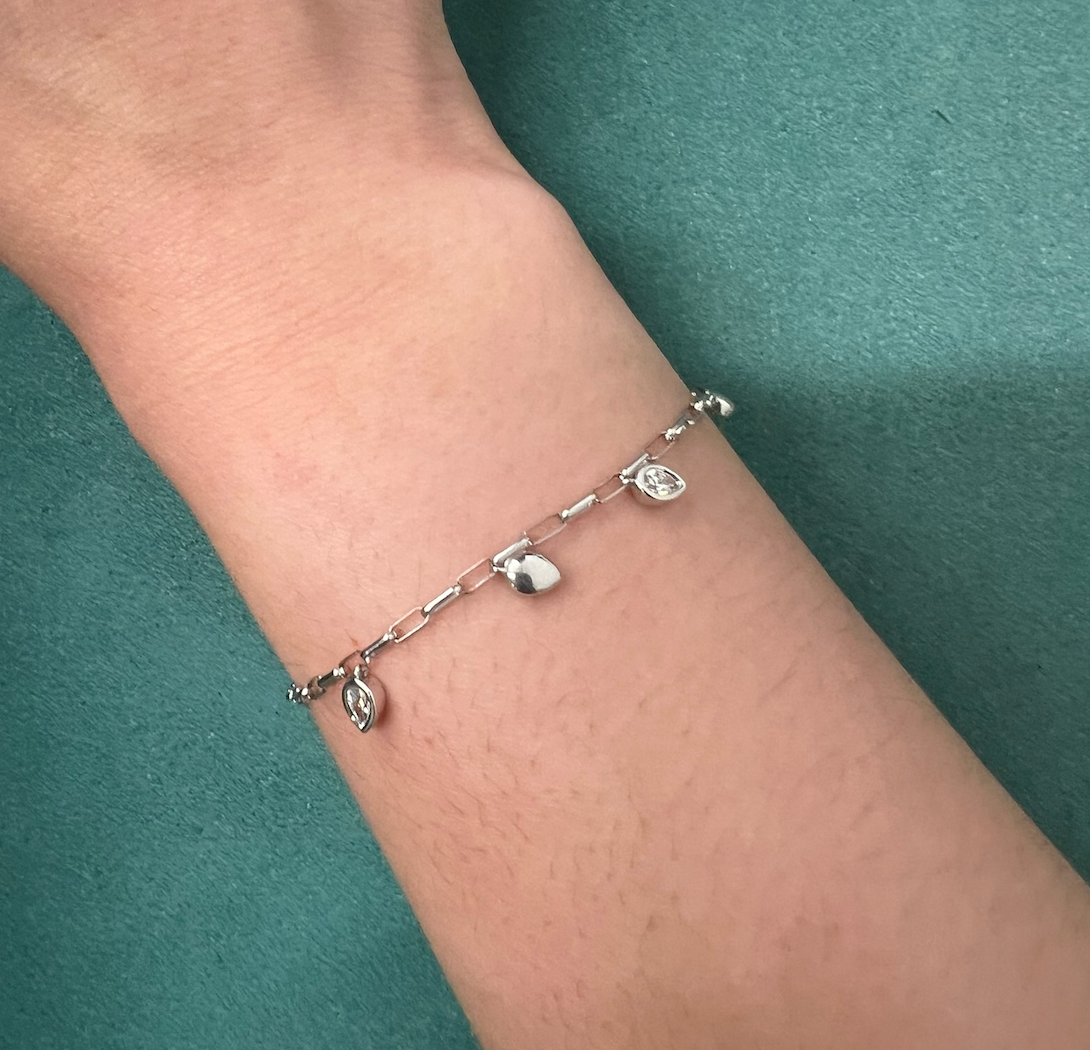 Bezel Set Marquise Diamond Charm Bracelet