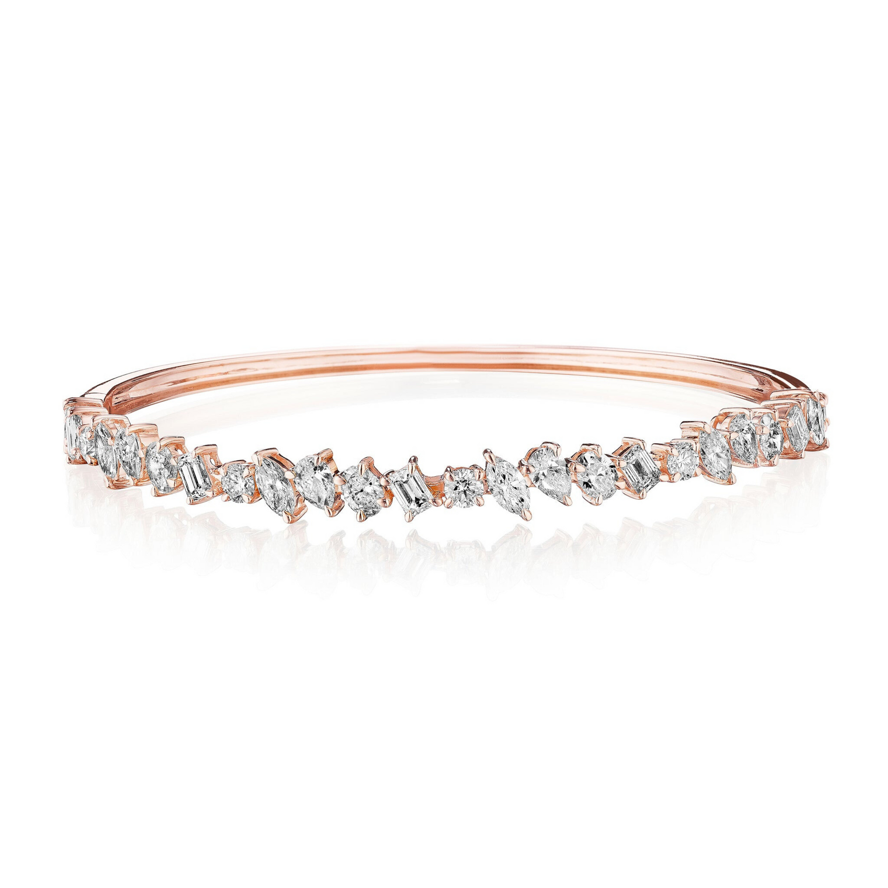 Marching Mixed Shape Diamond Bangle