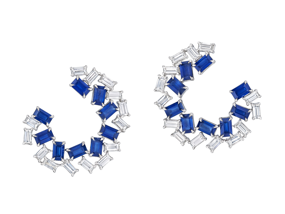 Empire Alternating Sapphire and Diamond Front-to-Back Earrings