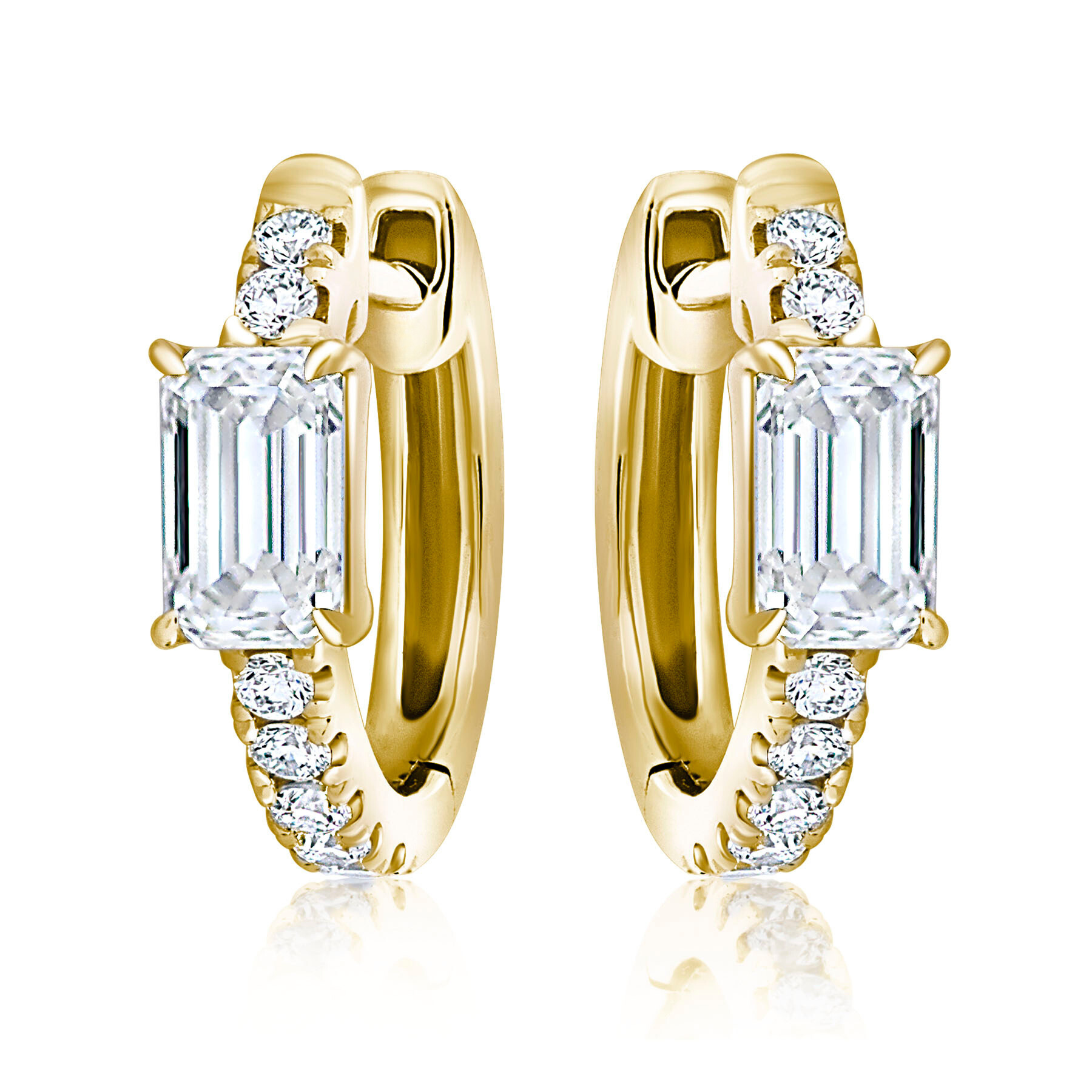 Pavé Huggie with Emerald Cut Diamonds