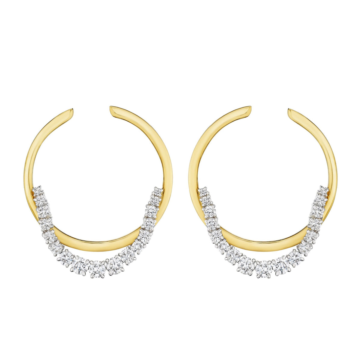 Coil Draped Hoop Earrings in Yellow Gold and Platinum