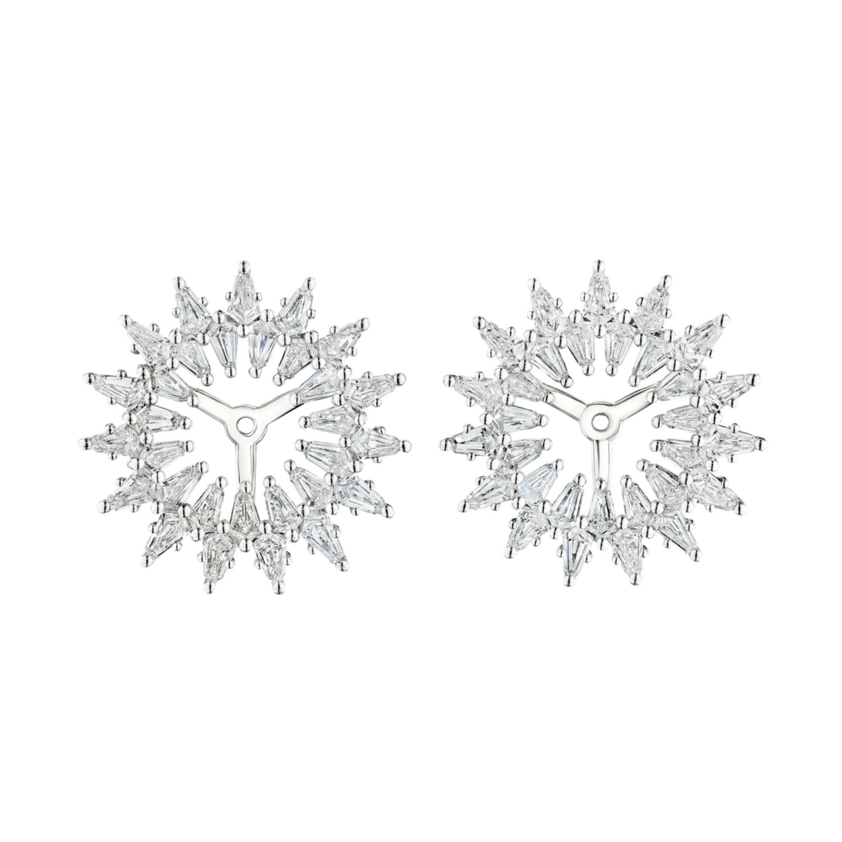Radial Shield Diamond Ear Jackets in White Gold