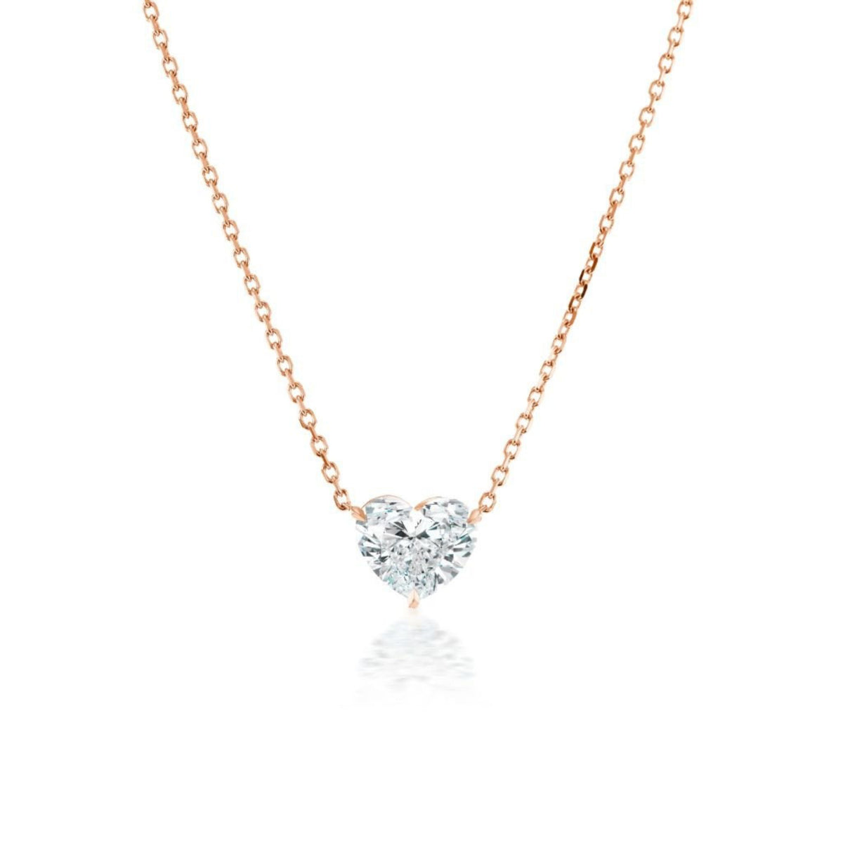 Heart Diamond Solitaire Pendant in Rose Gold