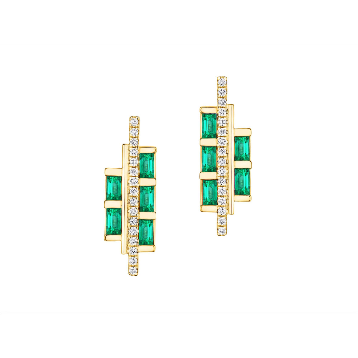 Chroma Empire Color Gradient Emerald and Diamond Studs