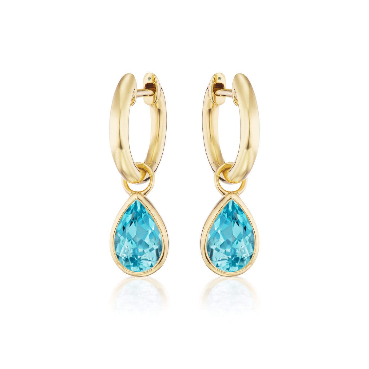 Huggies with Pear Shape Aquamarine