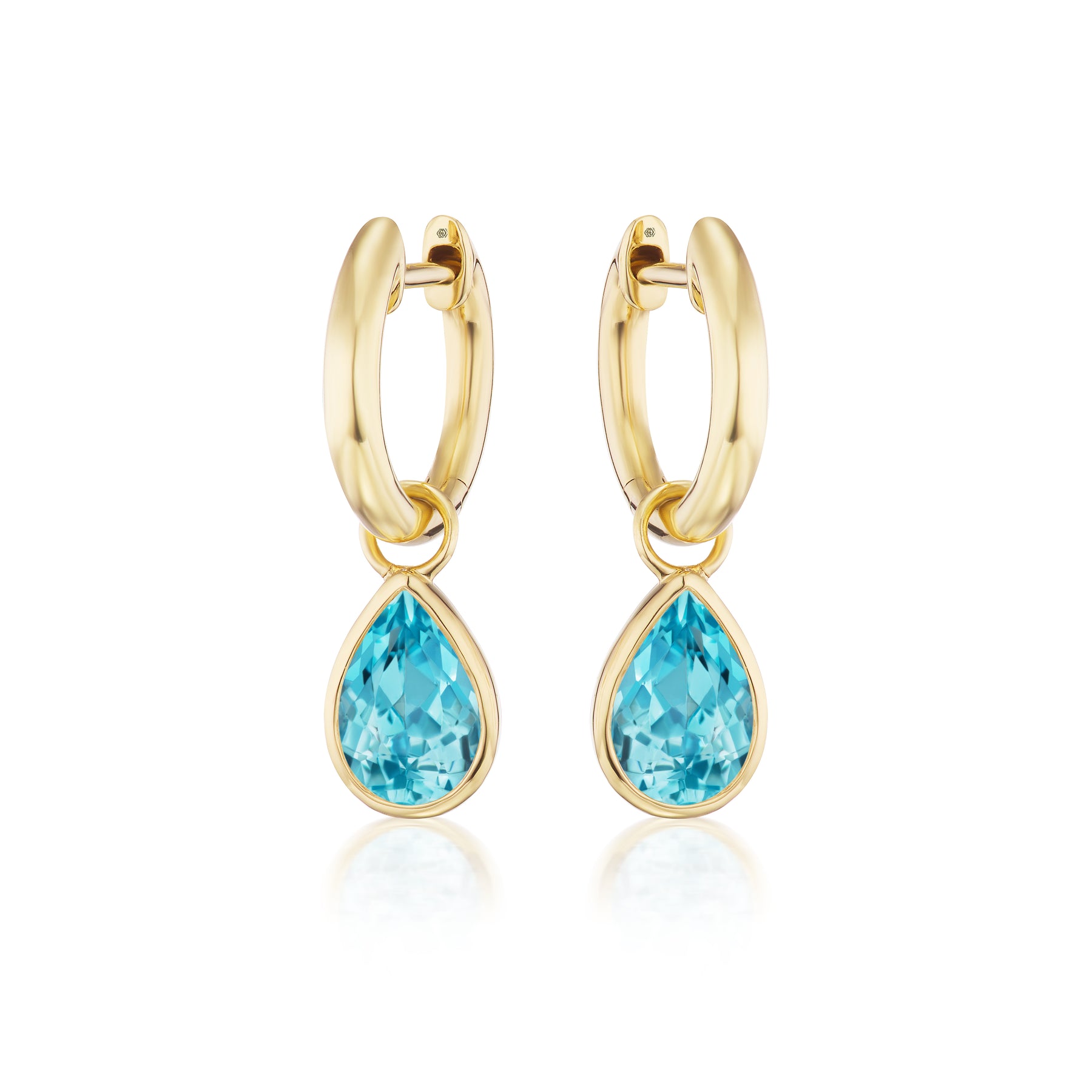 Huggies with Pear Shape Aquamarine