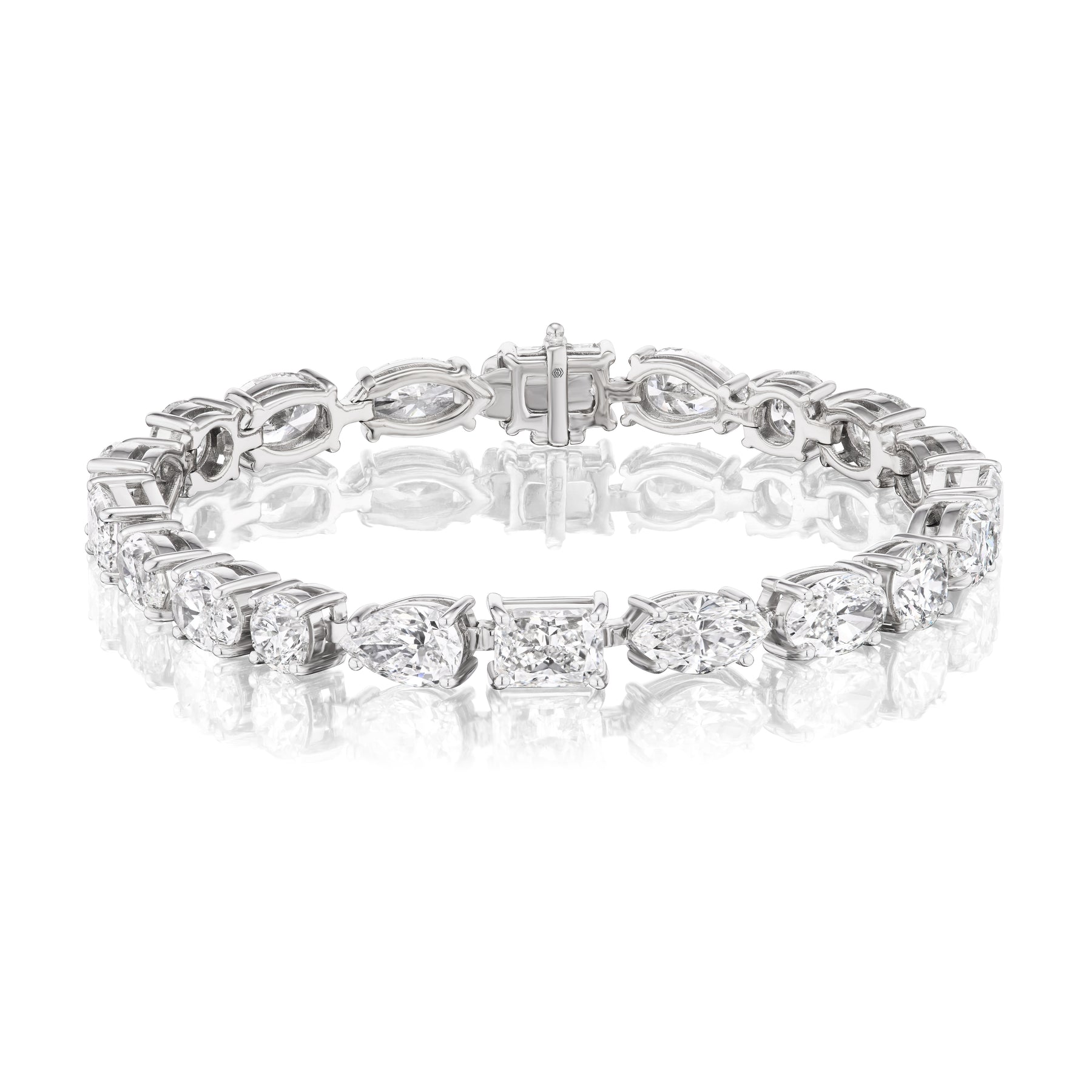 Large East-West Mixed Shape Diamond Tennis Bracelet
