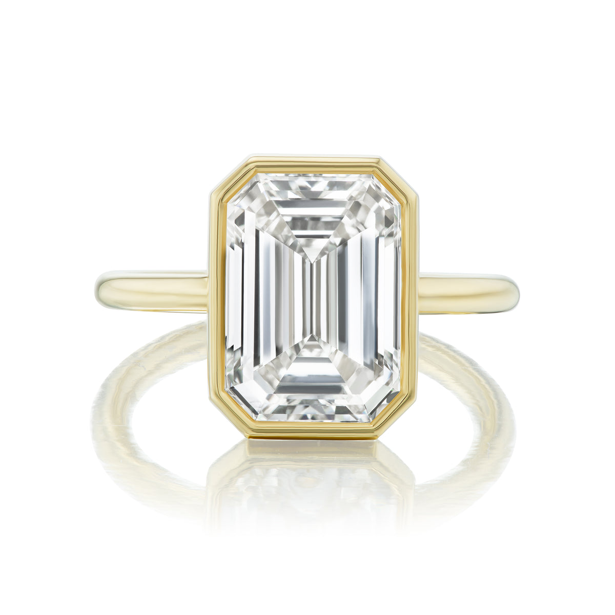 Bezel Set Emerald Cut Diamond Engagement Ring