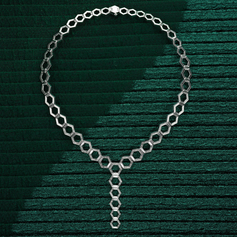 Chrysler Transformer Necklace in White Gold with Baguette Diamonds