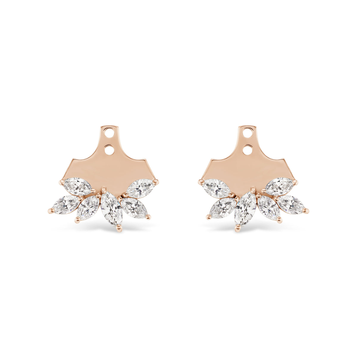 Marquise Diamond Cluster Ear Jackets in Rose Gold