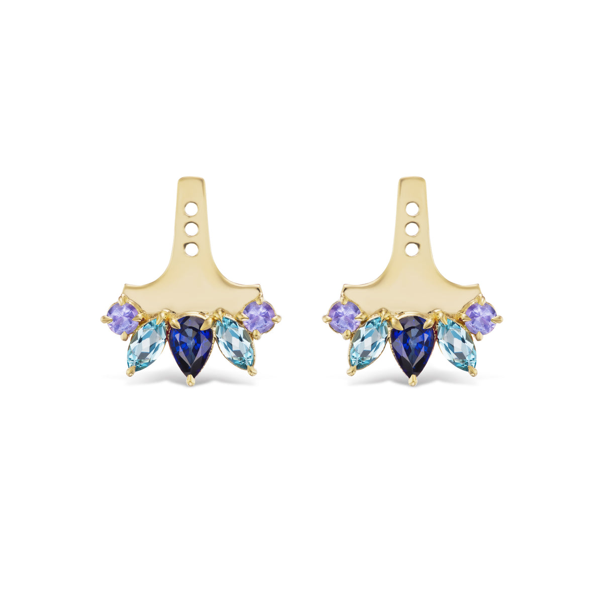 Multicolor Mixed Shape Sapphire Ear Jackets