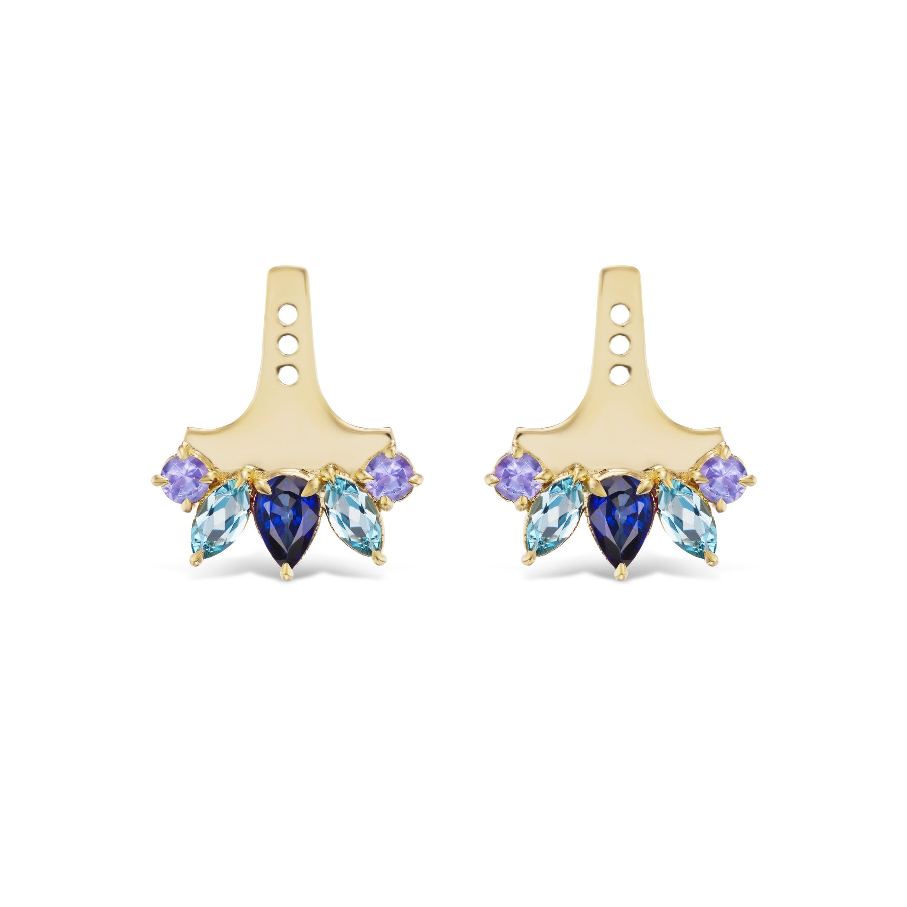 Multicolor Mixed Shape Sapphire Ear Jackets