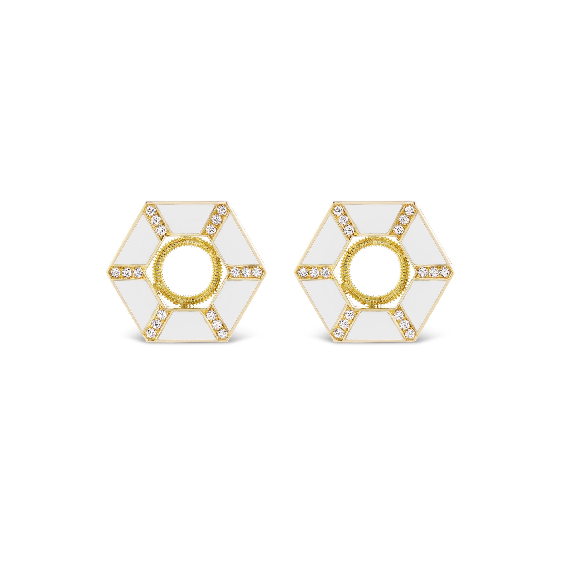 Hexagon Trapezoid Ceramic Pavé Ear Jackets