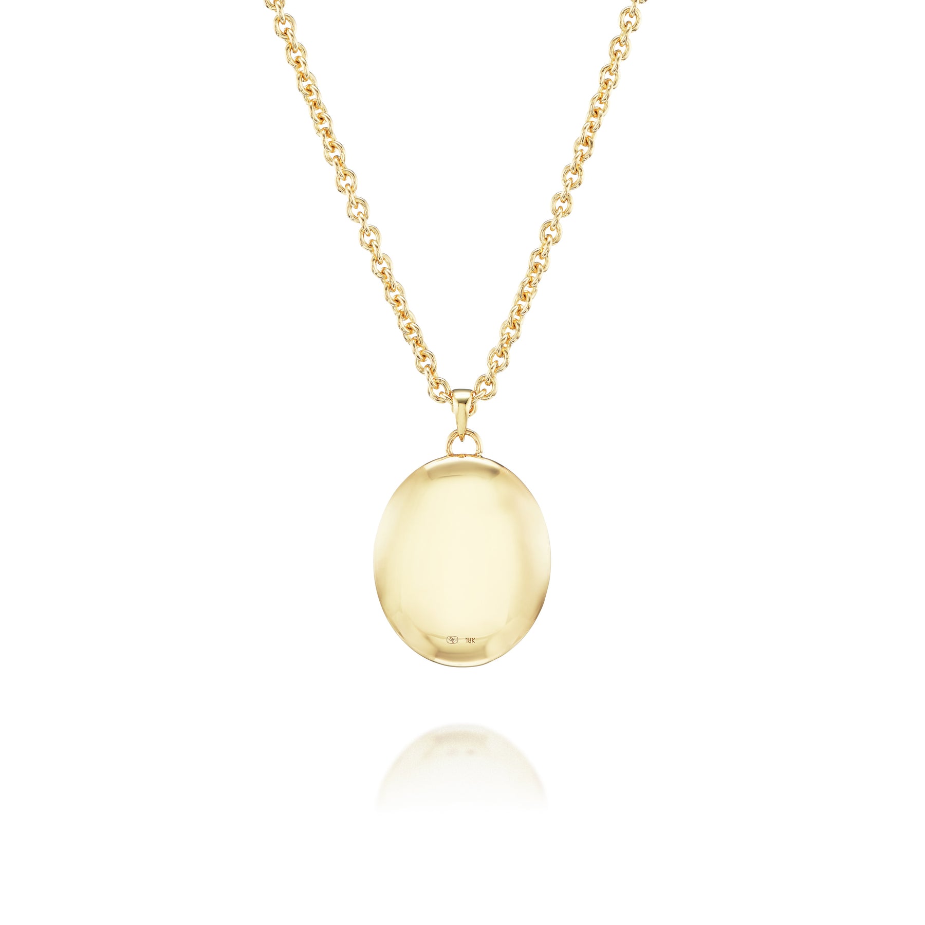 Pavé Oval Cut Aquamarine Collet Pendant in Yellow Gold